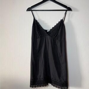 Gold Hawk - Mini Black Silk Slip Dress - Medium